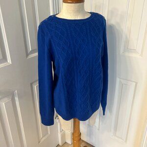 Talbots Cable Knit Sweater Color Blue Size Large